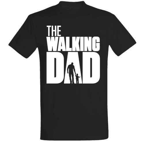 Tricou The Walking Dad – Siluetă Neagră, cu Tată și Copil