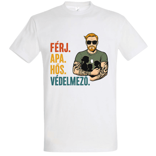 Férj. Apa. Hős. Védelmező. – Tetoválós Apás Póló